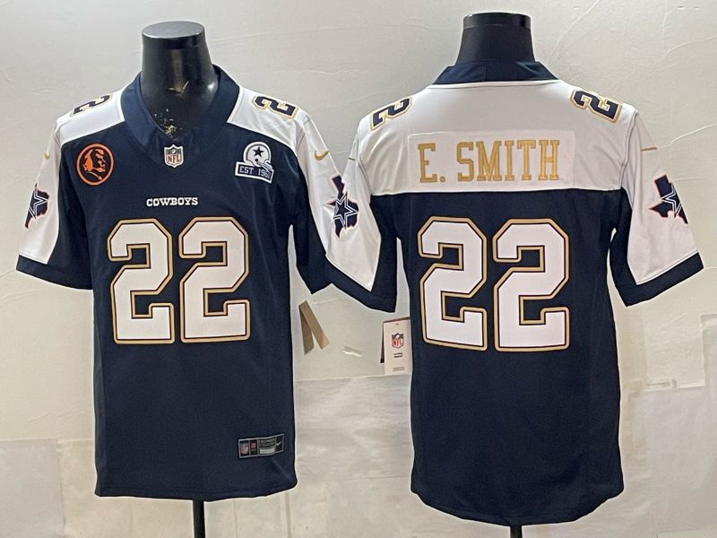 Men 2026 Dallas Cowboys #22 E.Smith Black Gold 6th generations Nike Limited NFL Jersey style 01
